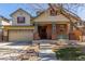 Charming two-story home with brick accents, covered porch, and a well-manicured front yard on a sunny day at 10438 Olathe Way, Commerce City, CO 80022