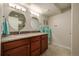 Basement bathroom with double vanity and granite countertop at 1429 S Grand Baker Cir, Aurora, CO 80018