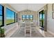 Elegant dining room with a stylish chandelier, large windows with views, and a modern dining set at 6860 S Yantley Ct, Aurora, CO 80016