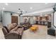 Finished basement area with a leather sofa, movie projector, and kitchenette at 3048 Starling Ct, Castle Rock, CO 80109