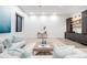 Spacious living area featuring a wet bar, modern furnishings, and a neutral color palette at 754 S York St, Denver, CO 80209