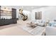 Bright living room features a modern wet bar, spiral staircase, and comfortable seating area at 754 S York St, Denver, CO 80209