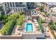 Luxury rooftop pool and patio area with city views at 250 Columbine St # 210, Denver, CO 80206