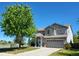 Spacious two-story home with a well-kept lawn and a two-car garage, set against a clear blue sky at 3554 S Jebel Cir, Aurora, CO 80013