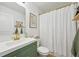 Bright bathroom with a sink vanity, and a shower/tub combination at 18173 E Saskatoon Pl, Parker, CO 80134