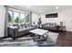 Bright living room featuring a bay window, comfortable seating, and a stylish area rug at 7488 S Lafayette E Cir, Centennial, CO 80122