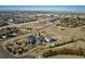 Aerial view of house, lot, and surrounding neighborhood at 16521 E Easter Way, Foxfield, CO 80016