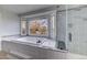 Bathroom boasts a large soaking tub and a separate shower at 16521 E Easter Way, Foxfield, CO 80016