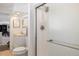 Bathroom featuring shower and vanity, complemented by tile floors at 6834 Hillside Way, Parker, CO 80134