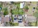 Aerial view of the home with a large backyard and storage shed at 6893 S High St, Centennial, CO 80122