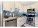 Updated kitchen with stainless steel appliances, modern backsplash, granite counters, and ample cabinet space at 1350 Josephine St # 307, Denver, CO 80206