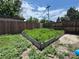 Lush backyard garden, perfect for growing fresh produce, enclosed by a wooden border and fence at 10130 W 20Th Ave, Lakewood, CO 80215