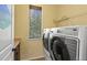 Bright laundry room with front loading washer and dryer, built-in shelving, and counter space at 2815 Dreamcatcher Loop, Castle Rock, CO 80109