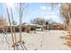 Snowy backyard with storage shed and wood fence at 1570 Xanthia St, Denver, CO 80220