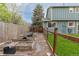 Backyard with wood fence and several raised garden beds provide a peaceful gardening space at 6930 S Yukon Way, Littleton, CO 80128