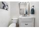 Charming half bathroom features a farmhouse sink, modern fixtures, and stylish decor at 286 Claymoor Ct, Castle Pines, CO 80108