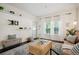 Bright living room with hardwood floors, large windows, and neutral decor at 2895 W Riverwalk Cir # 104, Littleton, CO 80123