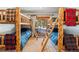 Fun bedroom with custom-built bunk beds and wood frame at 960 Whispering Pines Ln, Breckenridge, CO 80424