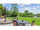 Backyard with lawn, fountain, and serene view of the pond at 13 Buell Mansion Pkwy, Englewood, CO 80113