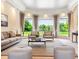 Bright living room with large windows offering beautiful views, plush seating, and stylish decor at 13 Buell Mansion Pkwy, Englewood, CO 80113