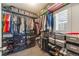 Organized walk-in closet with shelving, drawers, rods, and storage baskets for optimal organization at 673 Tiger Lily Way, Highlands Ranch, CO 80126