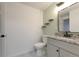 Bathroom featuring granite countertops, modern fixtures and tiled floor at 7335 E Quincy Ave # 104, Denver, CO 80237