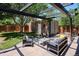 Outdoor patio with modern furniture and a pergola, creating a relaxing lounge space at 2683 Bellaire St, Denver, CO 80207