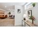 Basement living area with neutral walls, carpet and stylish furnishings at 2683 Bellaire St, Denver, CO 80207
