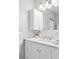Bathroom featuring white marble countertop and bright lighting at 2683 Bellaire St, Denver, CO 80207