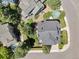 Aerial view of the home highlights a lush backyard, mature landscaping, and neighborhood at 7804 Silverweed Way, Lone Tree, CO 80124