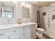 Bathroom boasts double sinks and a large shower at 3914 S Perth St, Aurora, CO 80013