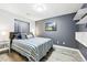 Comfortable bedroom featuring a queen-sized bed and stylish gray accent wall at 3715 E 139Th Pl, Thornton, CO 80602