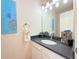 Stylish bathroom featuring a blue and white color scheme and contemporary decor at 94 Vale St, Palmer Lake, CO 80133