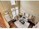 Aerial view of bright living room features high ceilings, modern decor, and hardwood floors at 4742 Raven Run, Broomfield, CO 80023