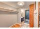 Bathroom features a modern vanity, and a walk-in shower with wooden accents at 4642 Plettner Ln, Evergreen, CO 80439