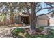 Inviting front of home with a cozy sitting area shaded by a mature tree in the front yard at 4392 E 126Th Pl, Thornton, CO 80241