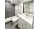 Updated bathroom featuring a tiled shower and vanity, providing a clean and modern design at 10253 W 68Th Way, Arvada, CO 80004