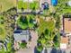 Aerial view of property showcasing large lawn, mature trees, and garden at 767 Ellis St, Golden, CO 80401