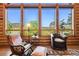 Cozy sitting area with large windows offers peaceful views of the surrounding landscape at 6150 Bluebell Ln, Evergreen, CO 80439