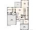 Layout of the main level showing a kitchen, dining room, living room, and 2-bay garage at 13770 Emerald Lake St, Parker, CO 80138