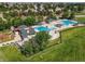 Aerial view of the community pools, playground, and recreation center at 16309 Hedgeway Dr, Parker, CO 80134