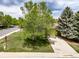 View of the house with a large tree, green lawn, and a sidewalk at 16309 Hedgeway Dr, Parker, CO 80134