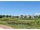 Picturesque pond view framed by lush greenery and trees, with houses visible in the distance at 12054 E Lake Cir, Greenwood Village, CO 80111