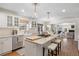 Bright kitchen featuring a marble island with seating, stainless steel appliances, and hardwood flooring at 4 Brookside Dr, Greenwood Village, CO 80121