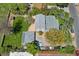 Aerial view showcasing the property, surrounding landscape and mature trees at 185 S Hoyt St, Lakewood, CO 80226