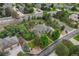 Beautiful aerial view of property, mature trees, landscaping, a circular drive and neighborhood at 1999 Champions Cir, Castle Rock, CO 80104