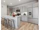 Bright kitchen with stainless steel appliances, kitchen island with seating, and gray cabinets at 487 Interlocken Blvd # 307, Broomfield, CO 80021