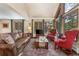 Relaxing living area with large windows, plush seating and a rustic coffee table at 609 Brook Dr, Idaho Springs, CO 80452
