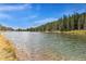 Picturesque view of a calm lake surrounded by lush green trees and clear blue skies at 609 Brook Dr, Idaho Springs, CO 80452