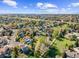 Expansive aerial view of a residential neighborhood with green spaces and a clear blue sky at 10915 Acadia Ln, Parker, CO 80138